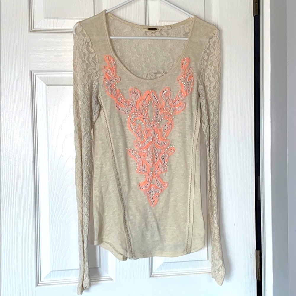 Miss Me lace back long sleeve top